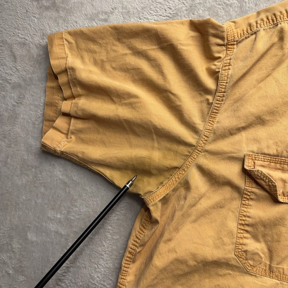 RedHead Men's XL Faded Yellow Short Sleeve Button Down Shirt Outdoors Utility - Picture 7 of 14